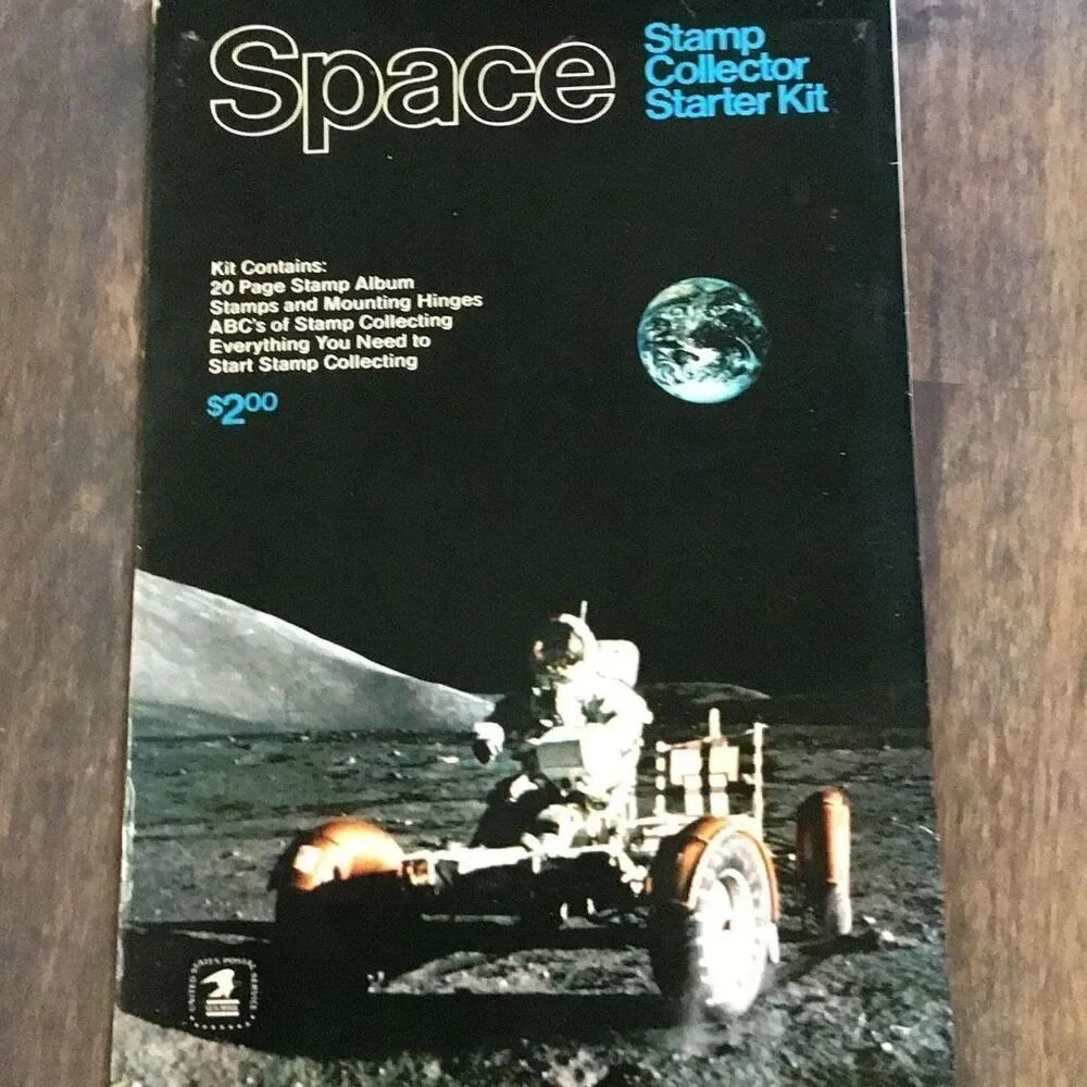 Vintage 1971 space stamp collectors album was 41 stamps